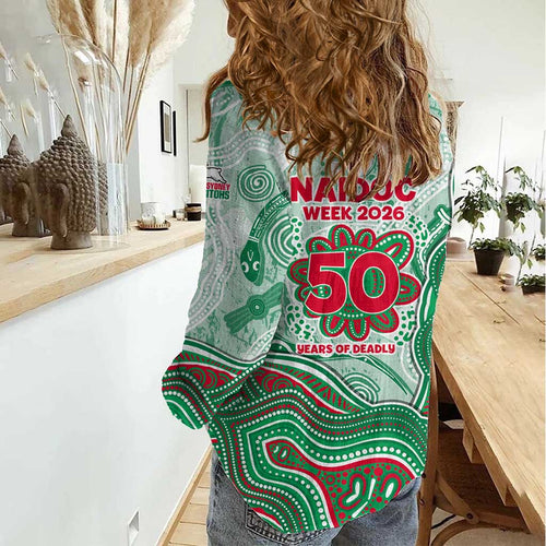 South Sydney Rabbitohs NAIDOC Week 2026 Women Casual Shirt First Nations of Australia Aboriginal Mascot Rugby