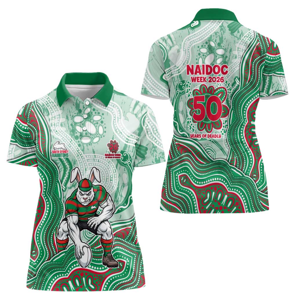 South Sydney Rabbitohs NAIDOC Week 2026 Women Polo Shirt First Nations of Australia Aboriginal Mascot Rugby