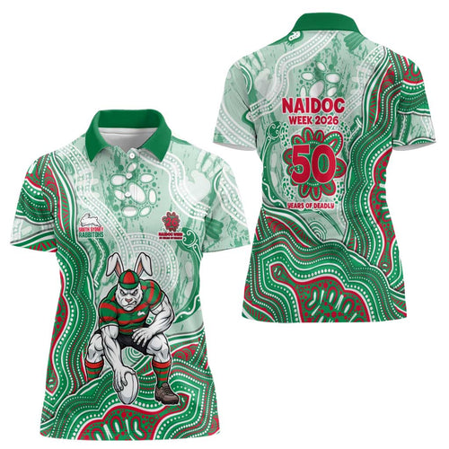 South Sydney Rabbitohs NAIDOC Week 2026 Women Polo Shirt First Nations of Australia Aboriginal Mascot Rugby