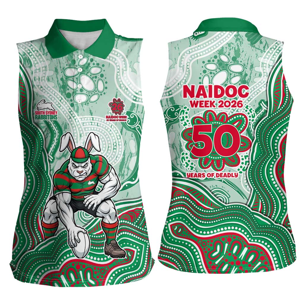 South Sydney Rabbitohs NAIDOC Week 2026 Women Sleeveless Polo Shirt First Nations of Australia Aboriginal Mascot Rugby