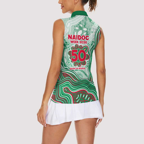 South Sydney Rabbitohs NAIDOC Week 2026 Women Sleeveless Polo Shirt First Nations of Australia Aboriginal Mascot Rugby