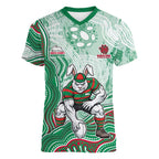 South Sydney Rabbitohs NAIDOC Week 2026 Women V-Neck T-Shirt First Nations of Australia Aboriginal Mascot Rugby