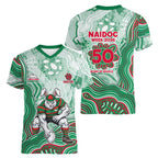 South Sydney Rabbitohs NAIDOC Week 2026 Women V-Neck T-Shirt First Nations of Australia Aboriginal Mascot Rugby