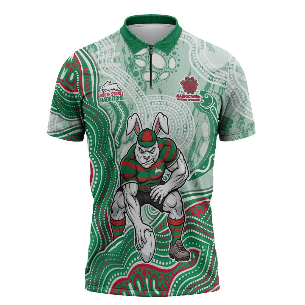 South Sydney Rabbitohs NAIDOC Week 2026 Zipper Polo Shirt First Nations of Australia Aboriginal Mascot Rugby