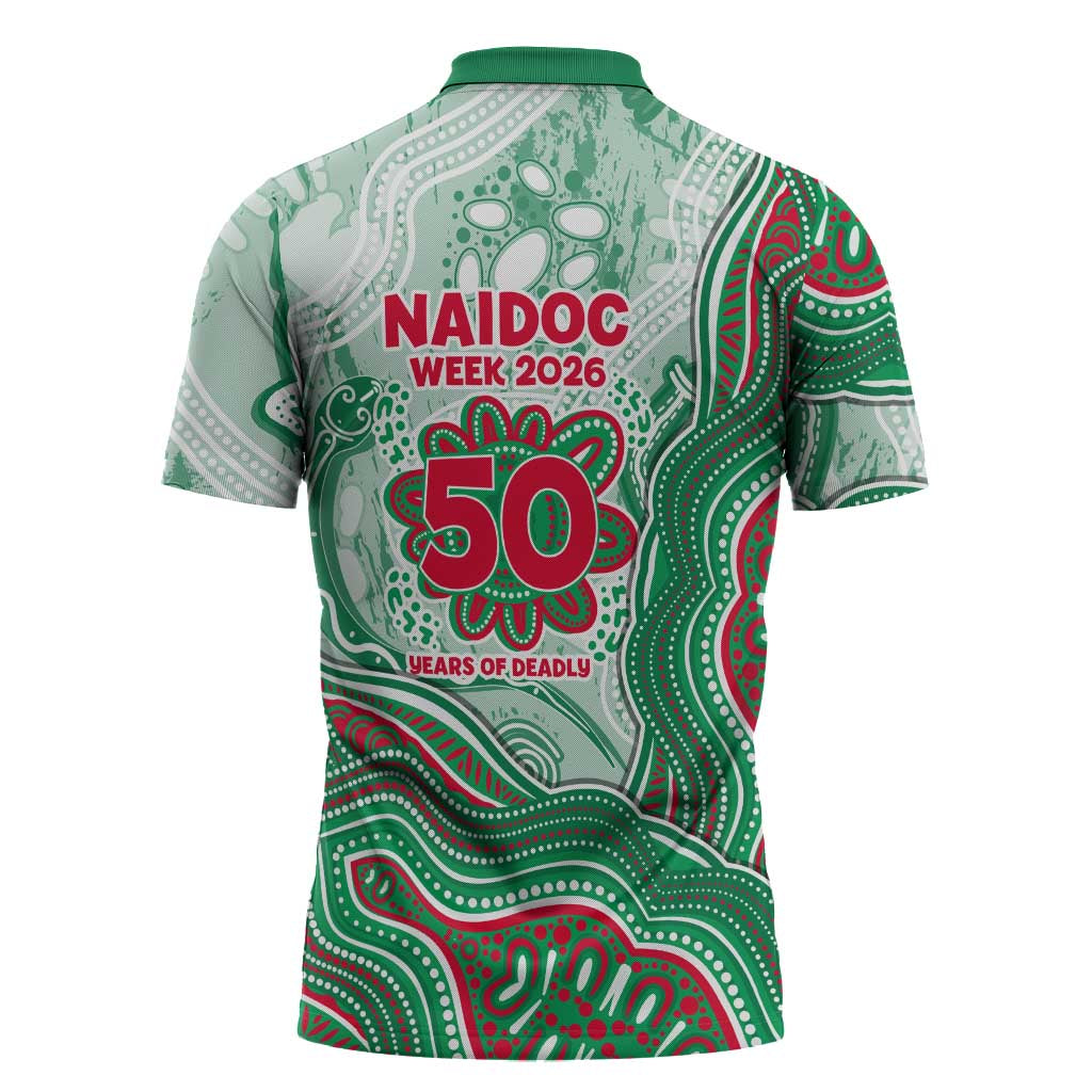 South Sydney Rabbitohs NAIDOC Week 2026 Zipper Polo Shirt First Nations of Australia Aboriginal Mascot Rugby