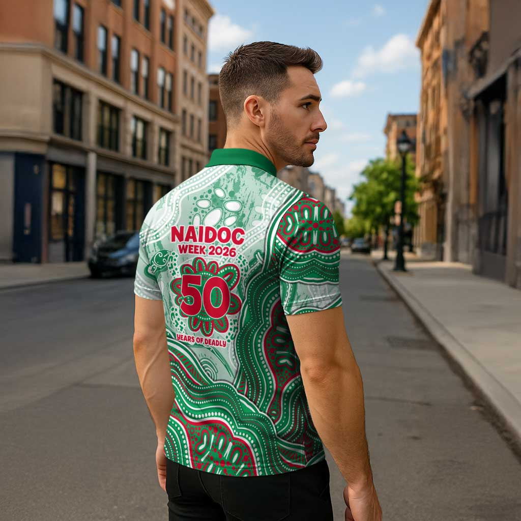 South Sydney Rabbitohs NAIDOC Week 2026 Zipper Polo Shirt First Nations of Australia Aboriginal Mascot Rugby