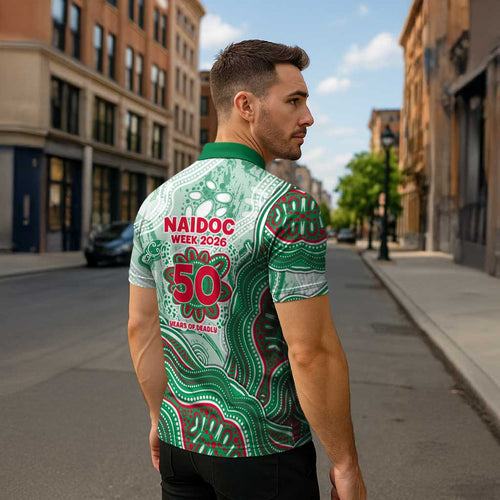 South Sydney Rabbitohs NAIDOC Week 2026 Zipper Polo Shirt First Nations of Australia Aboriginal Mascot Rugby