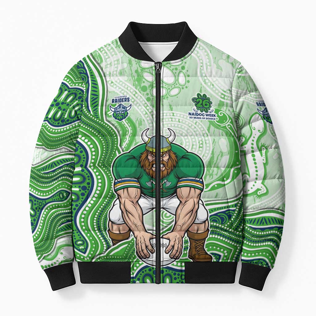 Canberra Raiders NAIDOC Week 2026 Bomber Puffer Jacket First Nations of Australia Aboriginal Mascot Rugby