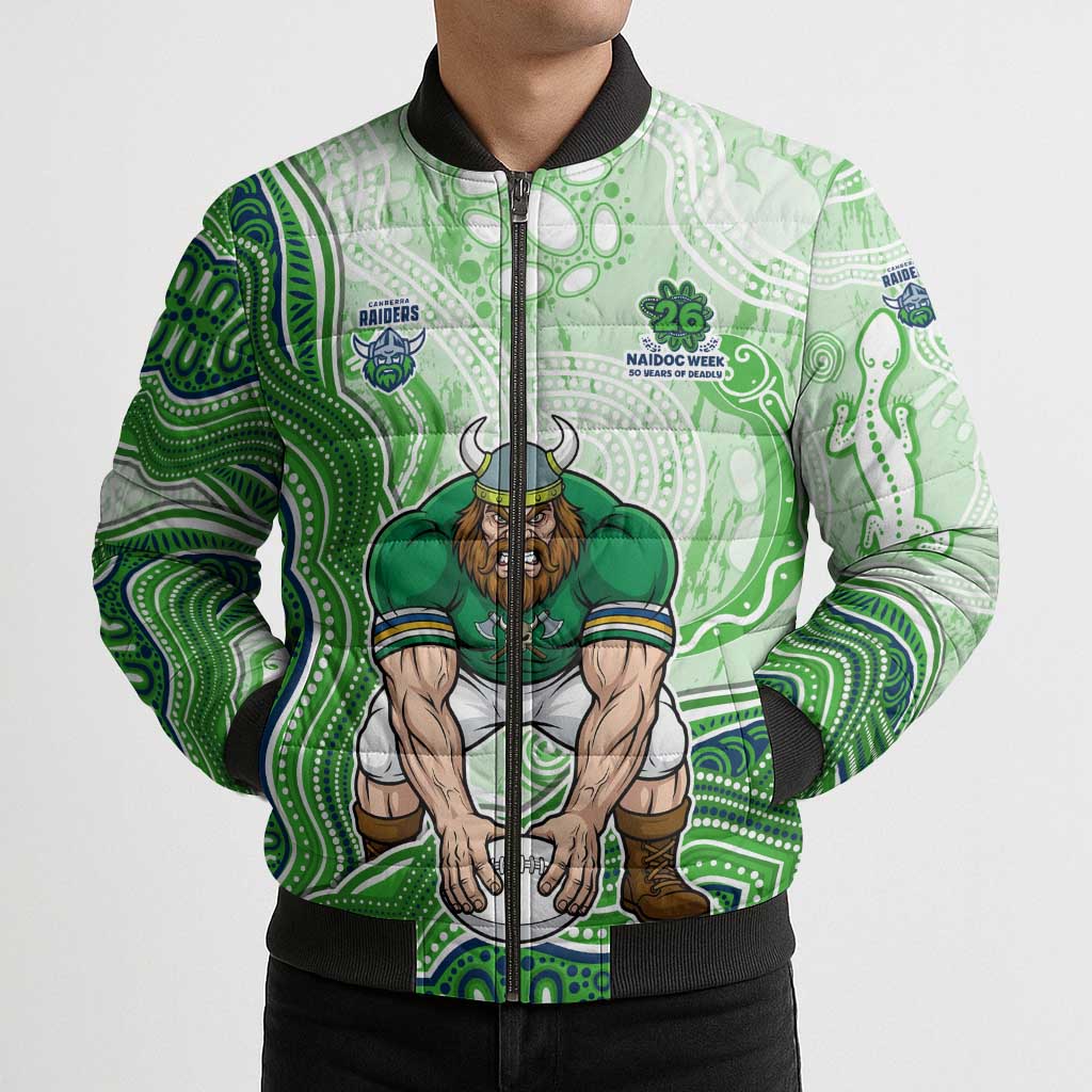 Canberra Raiders NAIDOC Week 2026 Bomber Puffer Jacket First Nations of Australia Aboriginal Mascot Rugby