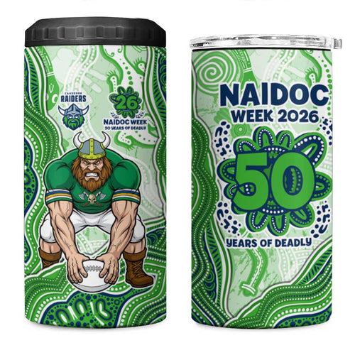 Canberra Raiders NAIDOC Week 2026 4 in 1 Can Cooler Tumbler First Nations of Australia Aboriginal Mascot Rugby