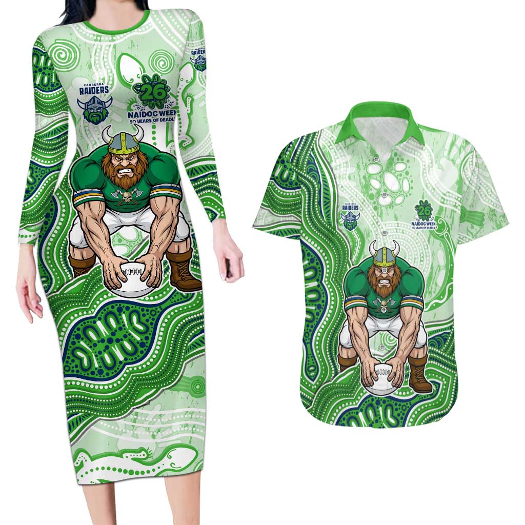 Canberra Raiders NAIDOC Week 2026 Couples Matching Long Sleeve Bodycon Dress and Hawaiian Shirt First Nations of Australia Aboriginal Mascot Rugby