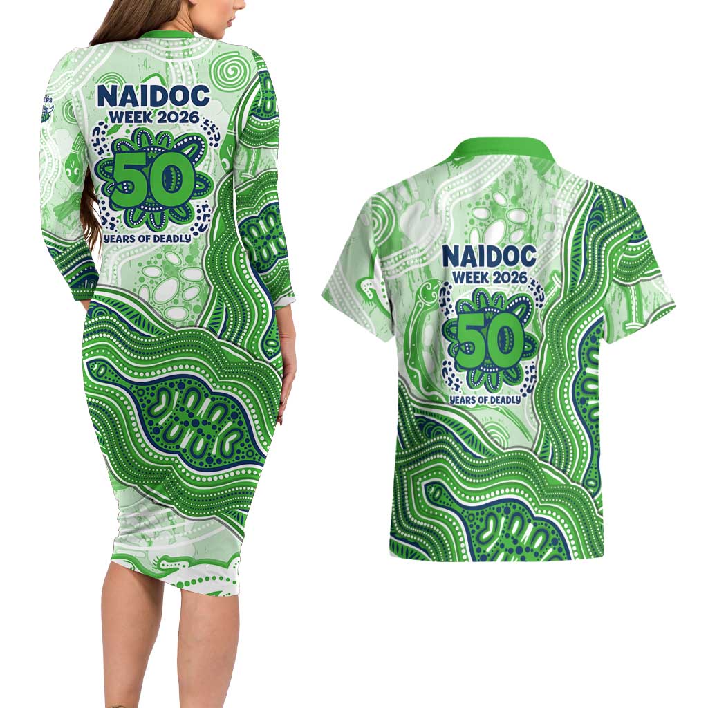 Canberra Raiders NAIDOC Week 2026 Couples Matching Long Sleeve Bodycon Dress and Hawaiian Shirt First Nations of Australia Aboriginal Mascot Rugby