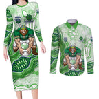 Canberra Raiders NAIDOC Week 2026 Couples Matching Long Sleeve Bodycon Dress and Long Sleeve Button Shirt First Nations of Australia Aboriginal Mascot Rugby