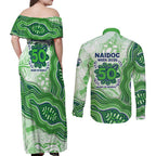 Canberra Raiders NAIDOC Week 2026 Couples Matching Off Shoulder Maxi Dress and Long Sleeve Button Shirt First Nations of Australia Aboriginal Mascot Rugby