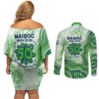Canberra Raiders NAIDOC Week 2026 Couples Matching Off Shoulder Short Dress and Long Sleeve Button Shirt First Nations of Australia Aboriginal Mascot Rugby