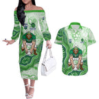 Canberra Raiders NAIDOC Week 2026 Couples Matching Off The Shoulder Long Sleeve Dress and Hawaiian Shirt First Nations of Australia Aboriginal Mascot Rugby