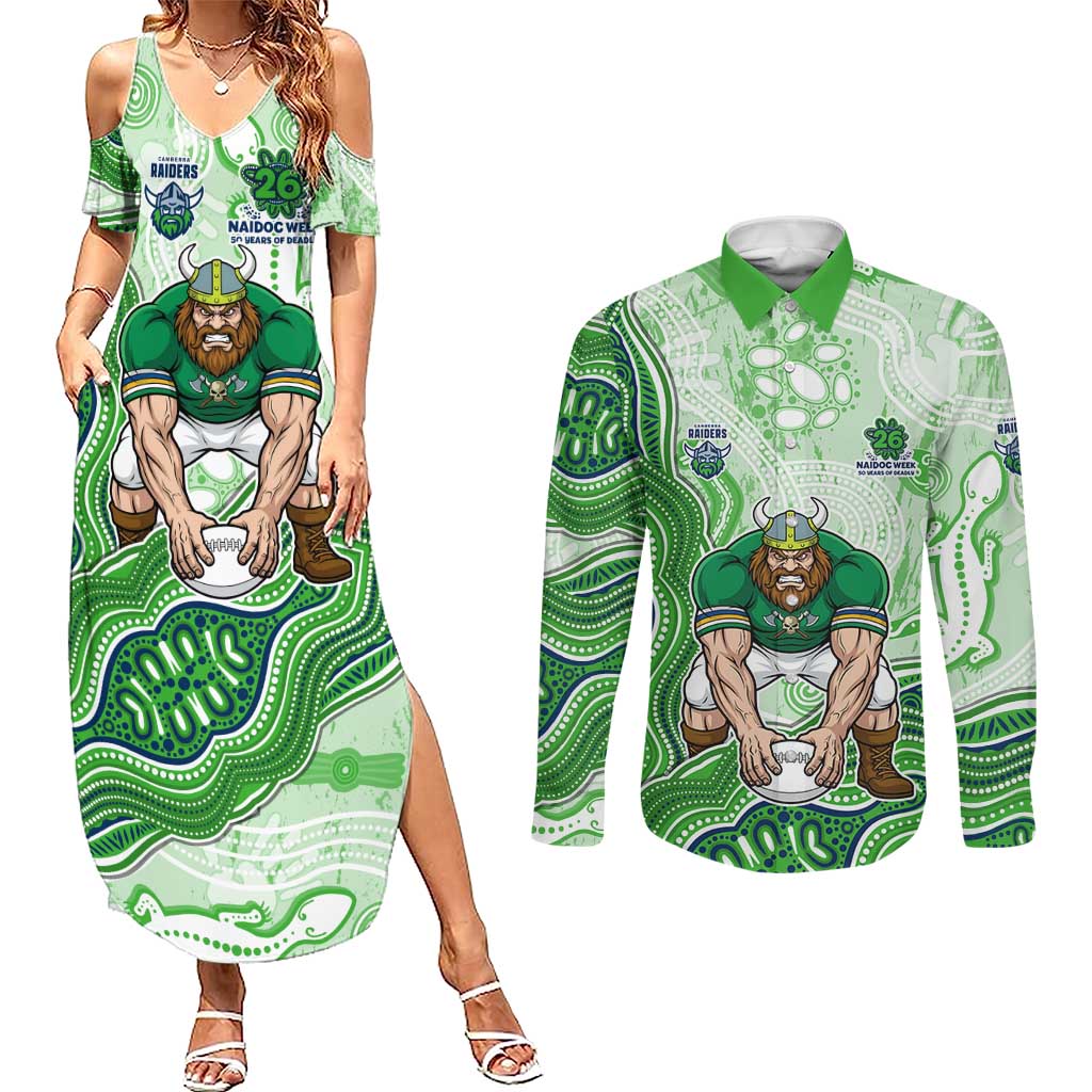 Canberra Raiders NAIDOC Week 2026 Couples Matching Summer Maxi Dress and Long Sleeve Button Shirt First Nations of Australia Aboriginal Mascot Rugby