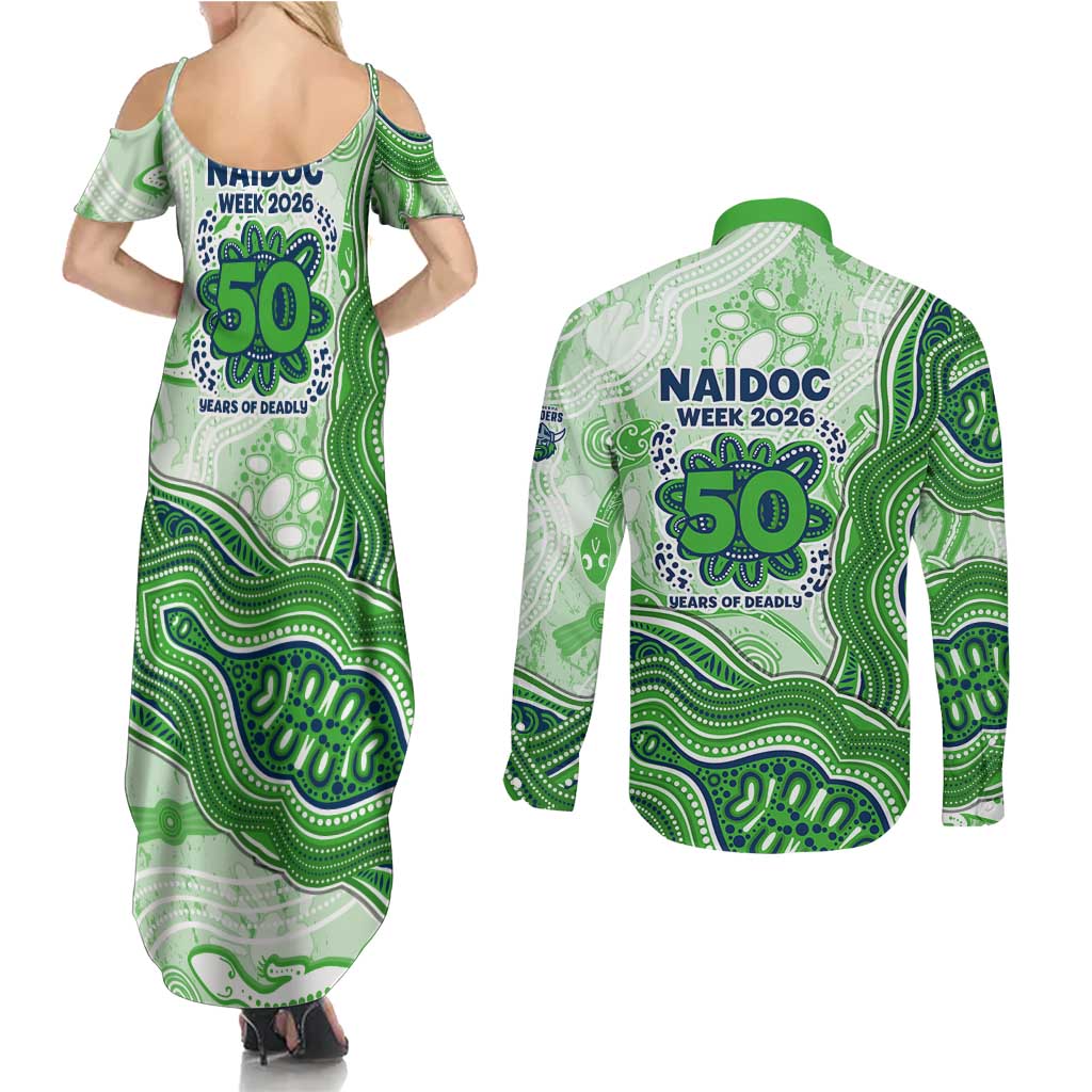 Canberra Raiders NAIDOC Week 2026 Couples Matching Summer Maxi Dress and Long Sleeve Button Shirt First Nations of Australia Aboriginal Mascot Rugby