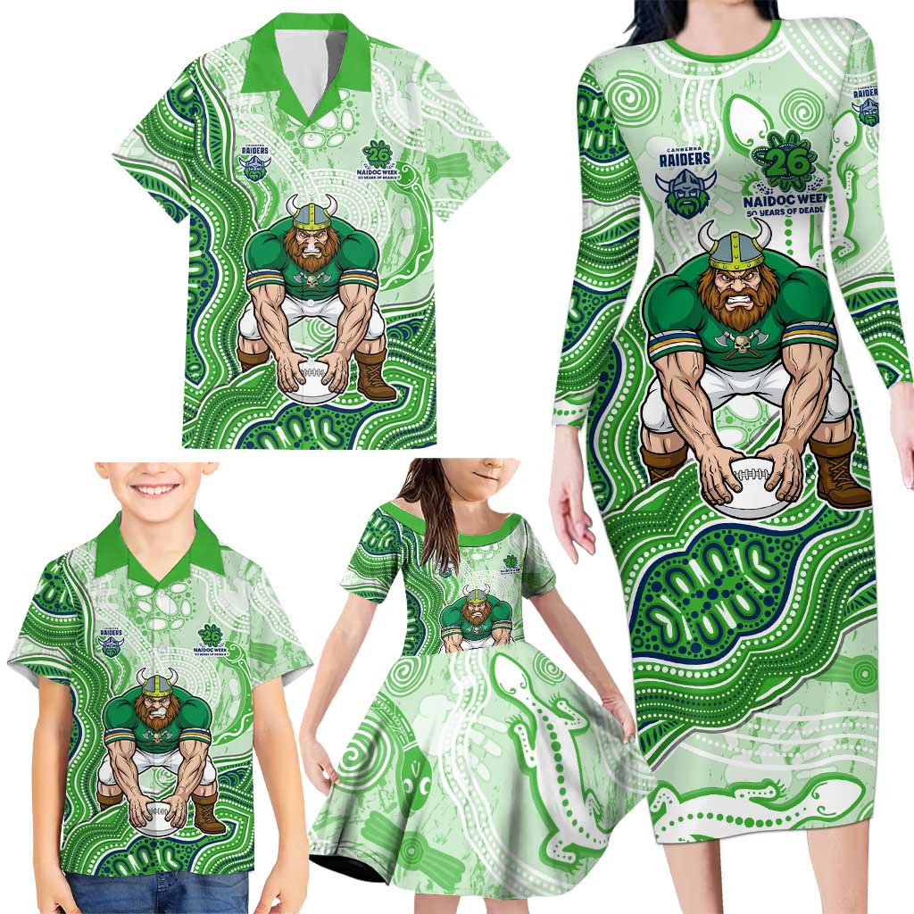 Canberra Raiders NAIDOC Week 2026 Family Matching Long Sleeve Bodycon Dress and Hawaiian Shirt First Nations of Australia Aboriginal Mascot Rugby