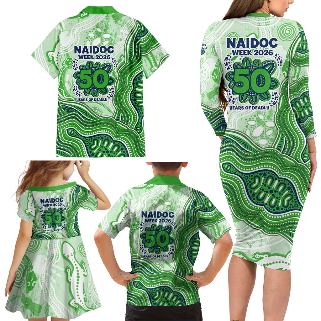 Canberra Raiders NAIDOC Week 2026 Family Matching Long Sleeve Bodycon Dress and Hawaiian Shirt First Nations of Australia Aboriginal Mascot Rugby