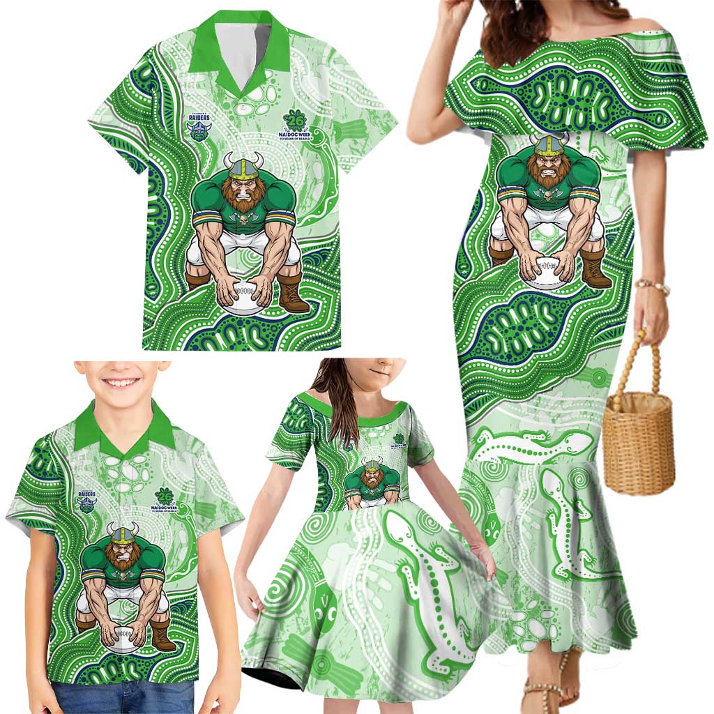 Canberra Raiders NAIDOC Week 2026 Family Matching Mermaid Dress and Hawaiian Shirt First Nations of Australia Aboriginal Mascot Rugby