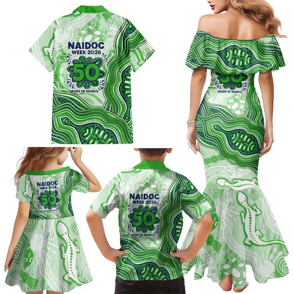 Canberra Raiders NAIDOC Week 2026 Family Matching Mermaid Dress and Hawaiian Shirt First Nations of Australia Aboriginal Mascot Rugby
