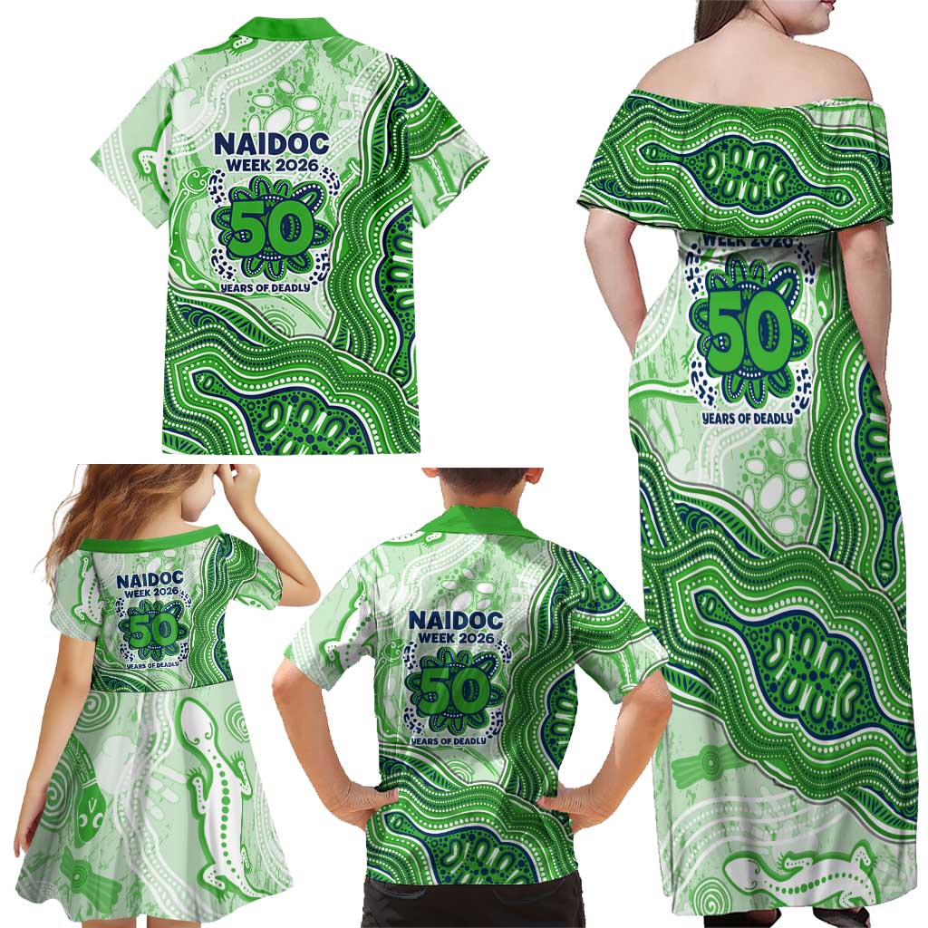 Canberra Raiders NAIDOC Week 2026 Family Matching Off Shoulder Maxi Dress and Hawaiian Shirt First Nations of Australia Aboriginal Mascot Rugby