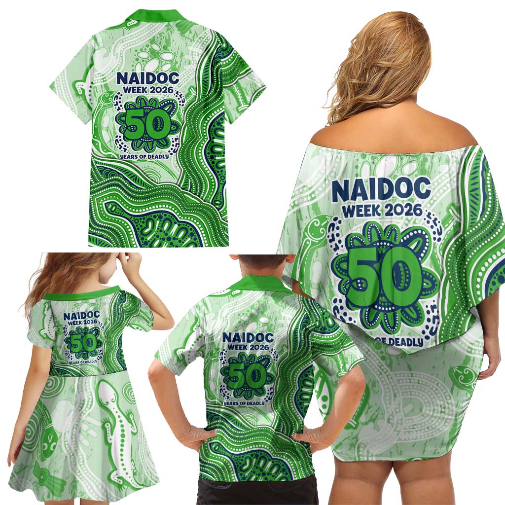 Canberra Raiders NAIDOC Week 2026 Family Matching Off Shoulder Short Dress and Hawaiian Shirt First Nations of Australia Aboriginal Mascot Rugby