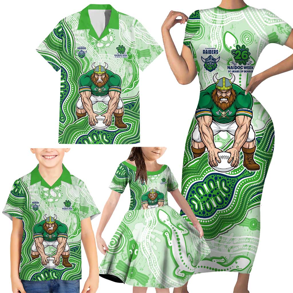 Canberra Raiders NAIDOC Week 2026 Family Matching Short Sleeve Bodycon Dress and Hawaiian Shirt First Nations of Australia Aboriginal Mascot Rugby
