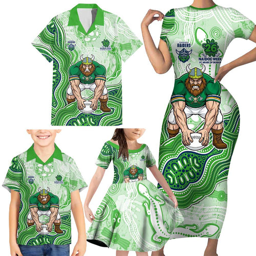 Canberra Raiders NAIDOC Week 2026 Family Matching Short Sleeve Bodycon Dress and Hawaiian Shirt First Nations of Australia Aboriginal Mascot Rugby