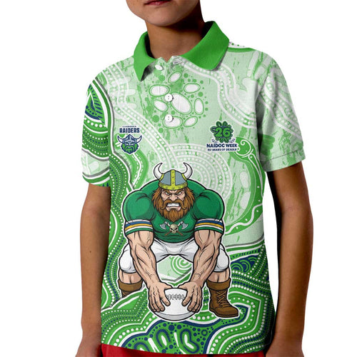 Canberra Raiders NAIDOC Week 2026 Kid Polo Shirt First Nations of Australia Aboriginal Mascot Rugby