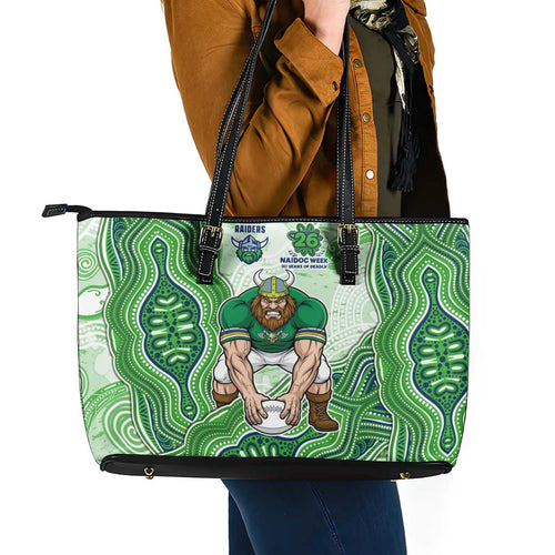 Canberra Raiders NAIDOC Week 2026 Leather Tote Bag First Nations of Australia Aboriginal Mascot Rugby