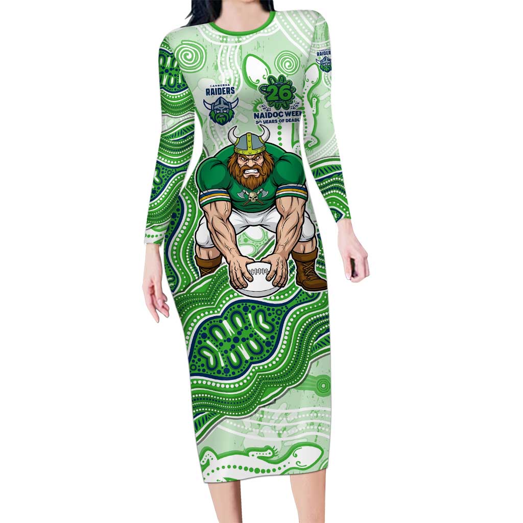 Canberra Raiders NAIDOC Week 2026 Long Sleeve Bodycon Dress First Nations of Australia Aboriginal Mascot Rugby