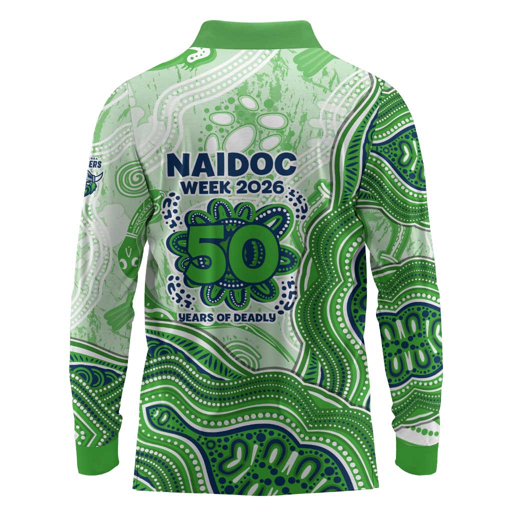 Canberra Raiders NAIDOC Week 2026 Long Sleeve Polo Shirt First Nations of Australia Aboriginal Mascot Rugby