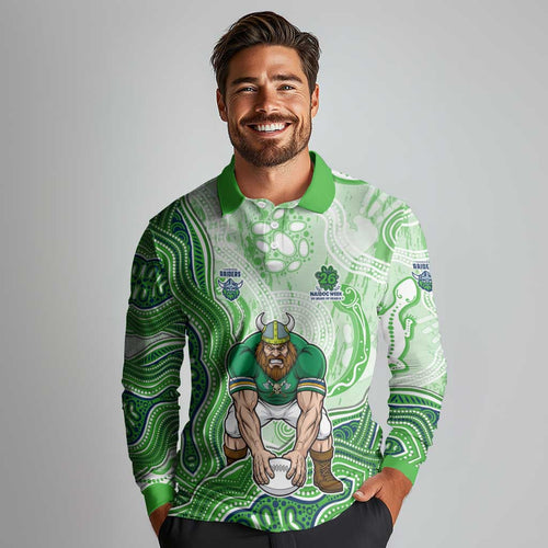 Canberra Raiders NAIDOC Week 2026 Long Sleeve Polo Shirt First Nations of Australia Aboriginal Mascot Rugby