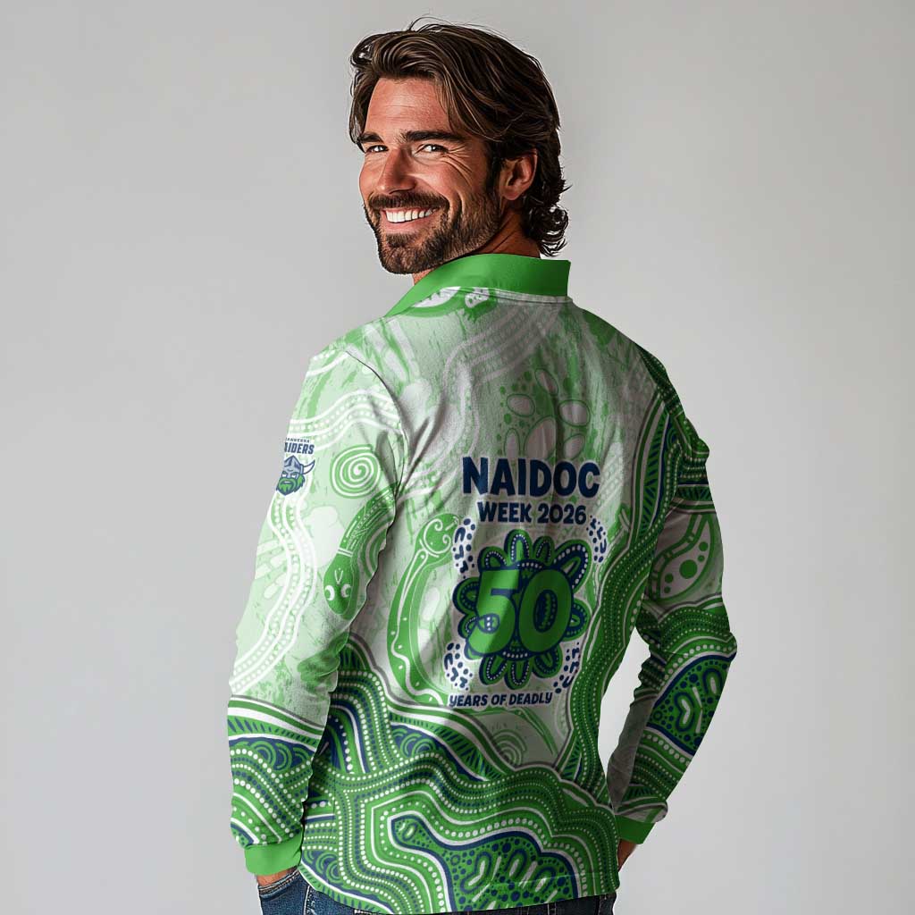 Canberra Raiders NAIDOC Week 2026 Long Sleeve Polo Shirt First Nations of Australia Aboriginal Mascot Rugby