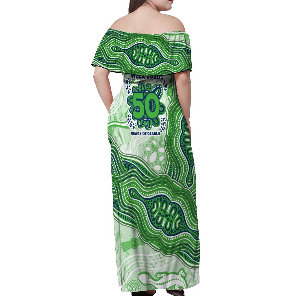 Canberra Raiders NAIDOC Week 2026 Off Shoulder Maxi Dress First Nations of Australia Aboriginal Mascot Rugby