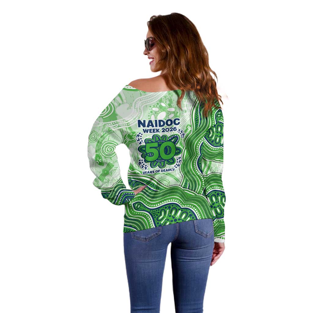 Canberra Raiders NAIDOC Week 2026 Off Shoulder Sweater First Nations of Australia Aboriginal Mascot Rugby