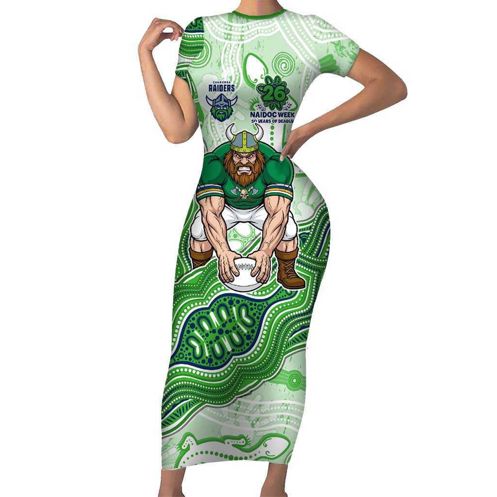 Canberra Raiders NAIDOC Week 2026 Short Sleeve Bodycon Dress First Nations of Australia Aboriginal Mascot Rugby