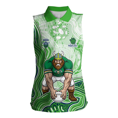 Canberra Raiders NAIDOC Week 2026 Women Sleeveless Polo Shirt First Nations of Australia Aboriginal Mascot Rugby