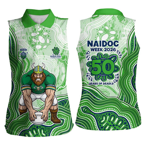 Canberra Raiders NAIDOC Week 2026 Women Sleeveless Polo Shirt First Nations of Australia Aboriginal Mascot Rugby