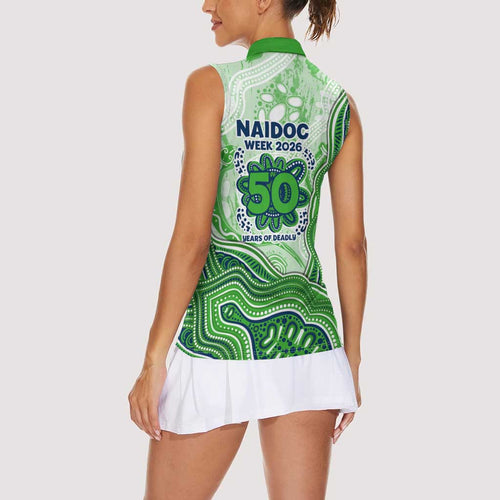 Canberra Raiders NAIDOC Week 2026 Women Sleeveless Polo Shirt First Nations of Australia Aboriginal Mascot Rugby