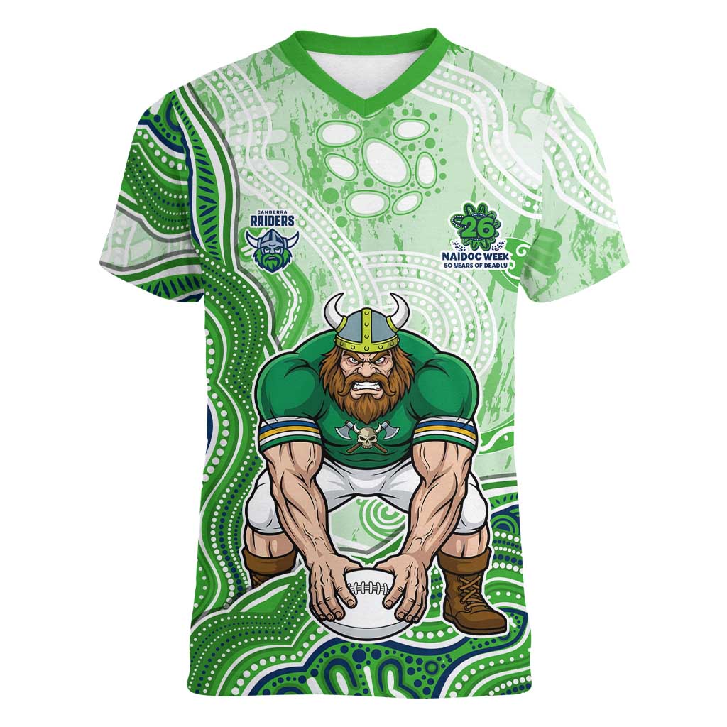 Canberra Raiders NAIDOC Week 2026 Women V-Neck T-Shirt First Nations of Australia Aboriginal Mascot Rugby