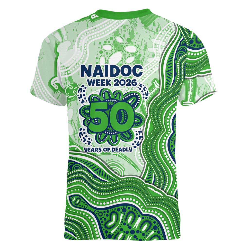 Canberra Raiders NAIDOC Week 2026 Women V-Neck T-Shirt First Nations of Australia Aboriginal Mascot Rugby