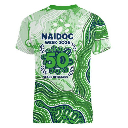 Canberra Raiders NAIDOC Week 2026 Women V-Neck T-Shirt First Nations of Australia Aboriginal Mascot Rugby