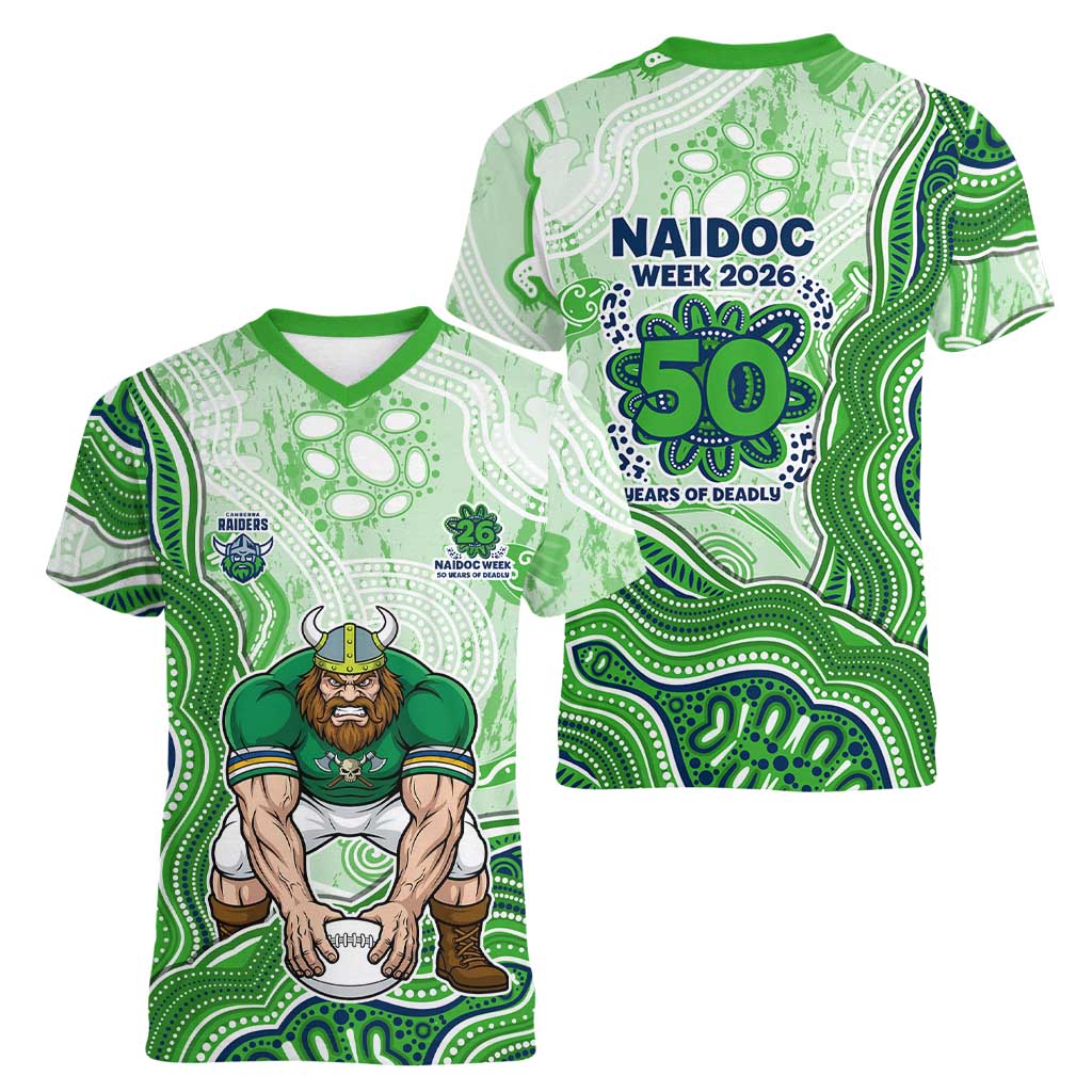 Canberra Raiders NAIDOC Week 2026 Women V-Neck T-Shirt First Nations of Australia Aboriginal Mascot Rugby