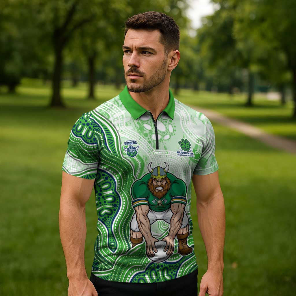 Canberra Raiders NAIDOC Week 2026 Zipper Polo Shirt First Nations of Australia Aboriginal Mascot Rugby