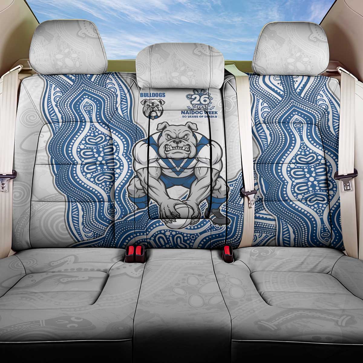 Canterbury-Bankstown Bulldogs NAIDOC Week 2026 Back Car Seat Cover First Nations of Australia Aboriginal Mascot Rugby