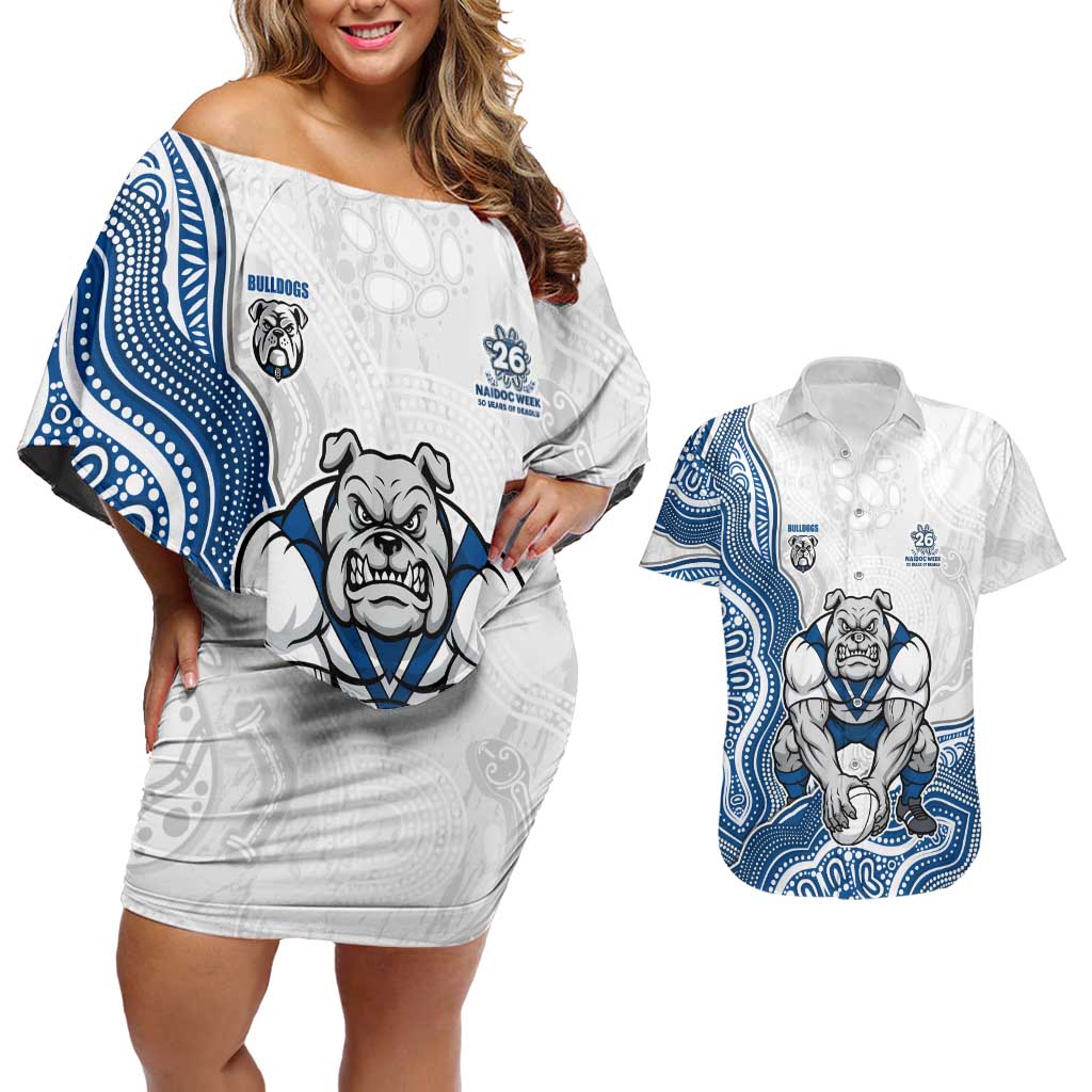 Canterbury-Bankstown Bulldogs NAIDOC Week 2026 Couples Matching Off Shoulder Short Dress and Hawaiian Shirt First Nations of Australia Aboriginal Mascot Rugby