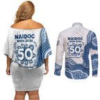 Canterbury-Bankstown Bulldogs NAIDOC Week 2026 Couples Matching Off Shoulder Short Dress and Long Sleeve Button Shirt First Nations of Australia Aboriginal Mascot Rugby